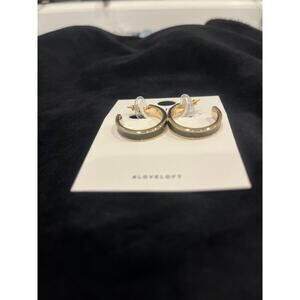 NWT Ann Taylor Loft Brown Enamel and Gold 1" Hoop Earrings with post-back